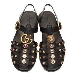 NIB GUCCI rubber strap sandals with crystals size 37